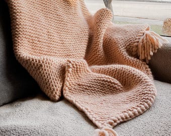 Garter Stitch Knit Blanket Pattern: Slant & Snuggle (Digital Download)