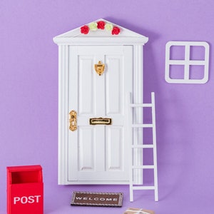 White Fairy Miniature Door, Wooden miniature door, wooden fairy door, opening or non-opening door 1/12