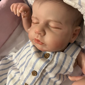 Artist Made Newborn Sleeping Reborn Baby Boy Alfie 19″ Painted Hair