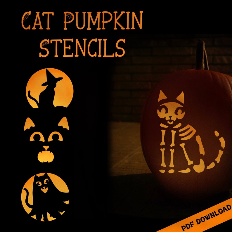 Cat Pumpkin Stencils Etsy cat-pumpkin-stencils-etsy