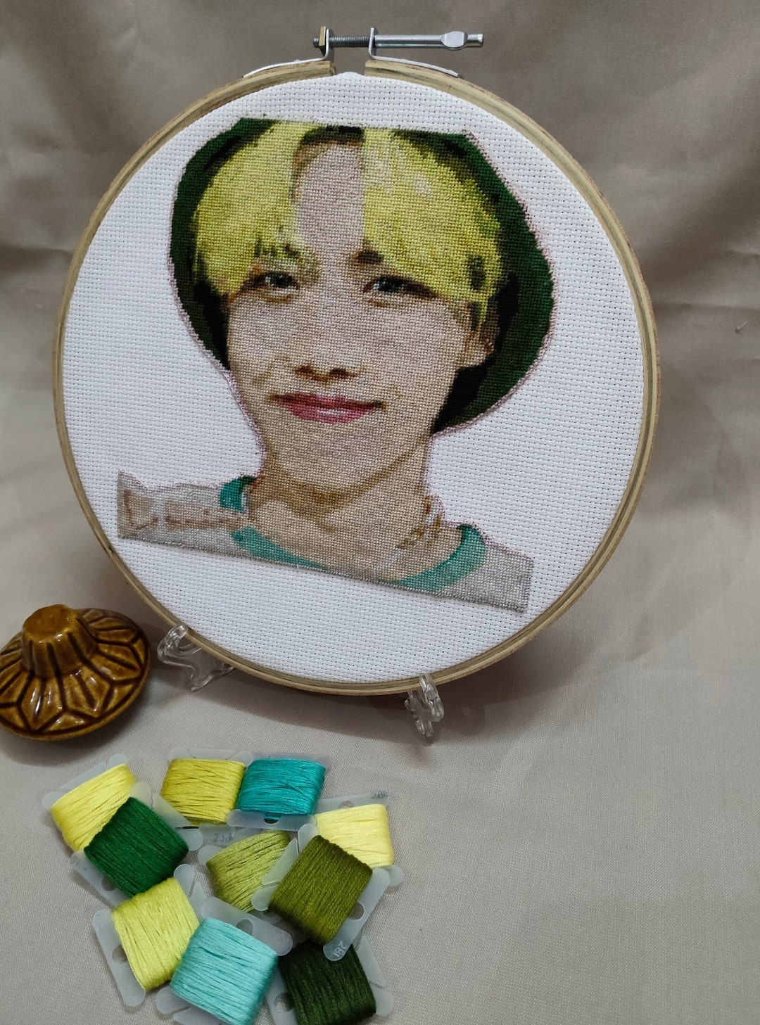 Hand Embroidered Portrait Cross Stitch Portrait Handmade Etsy