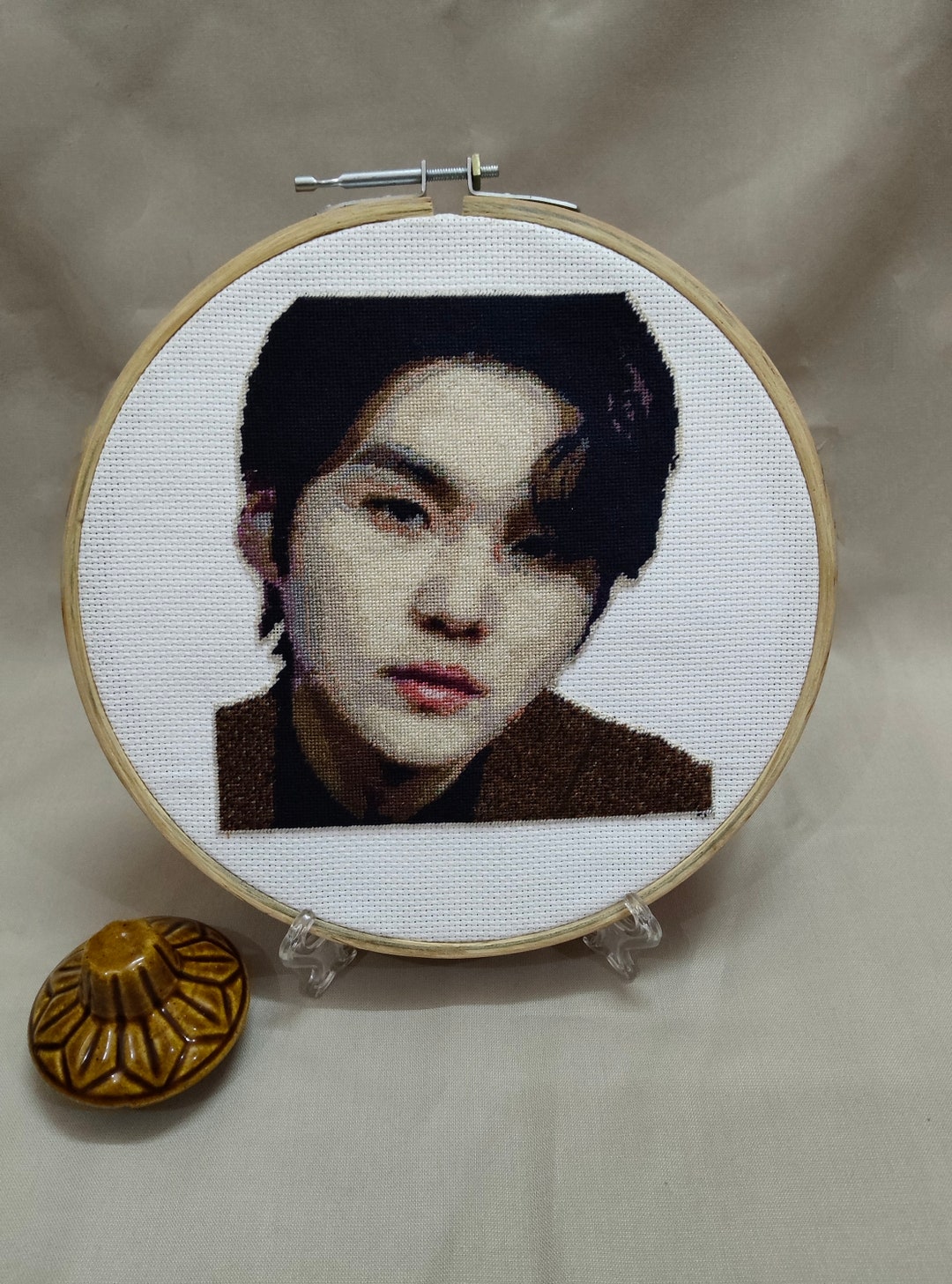 Hand Embroidered Portrait Cross Stitch Portrait Handmade Etsy