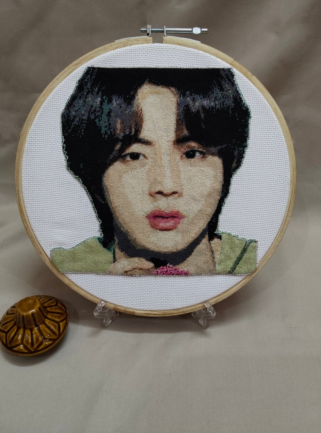 Hand Embroidered Portrait Cross Stitch Portrait Handmade Etsy