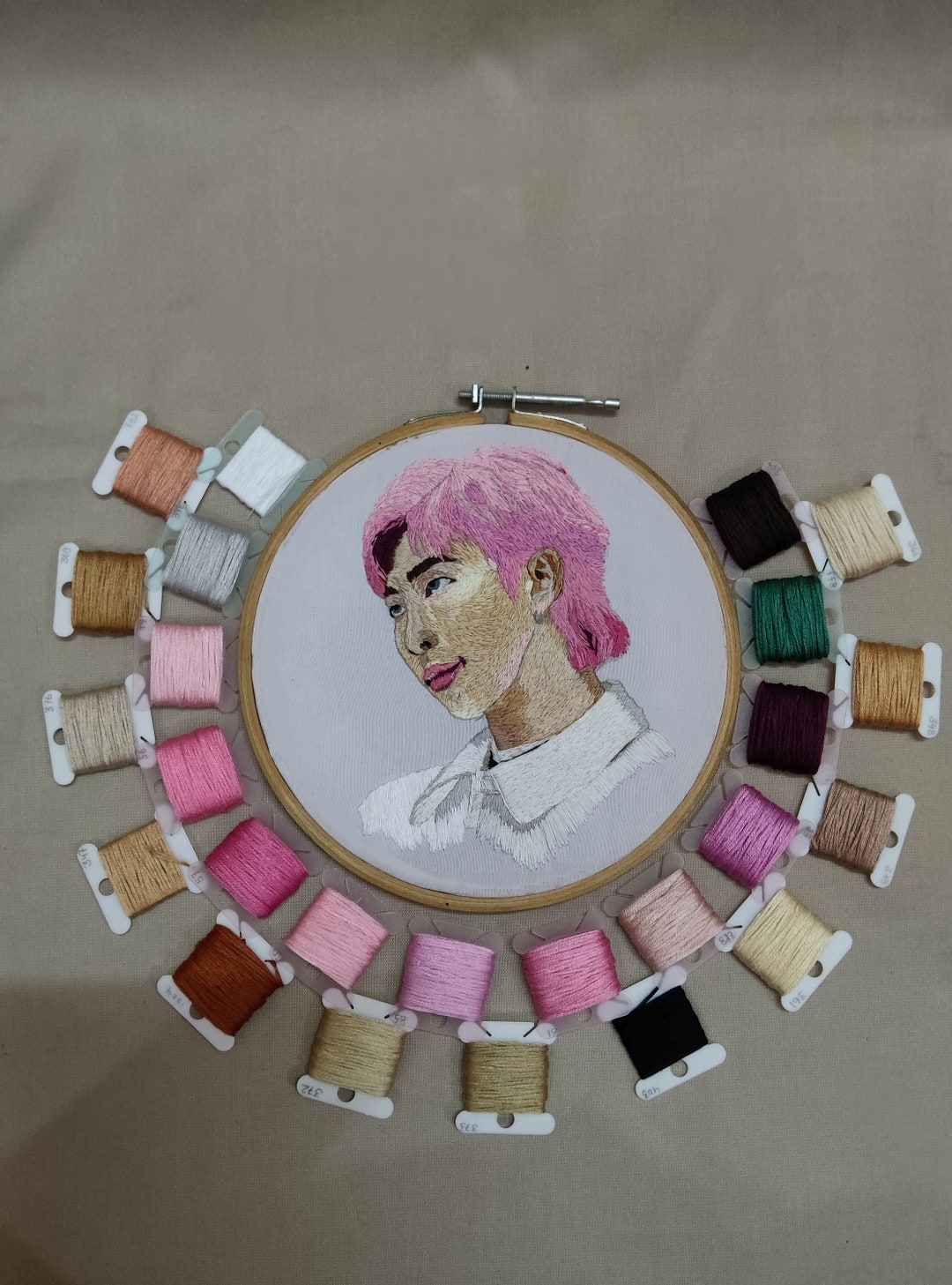 Hand Embroidered Portrait Hand Stitch 3d Portrait Custom Etsy