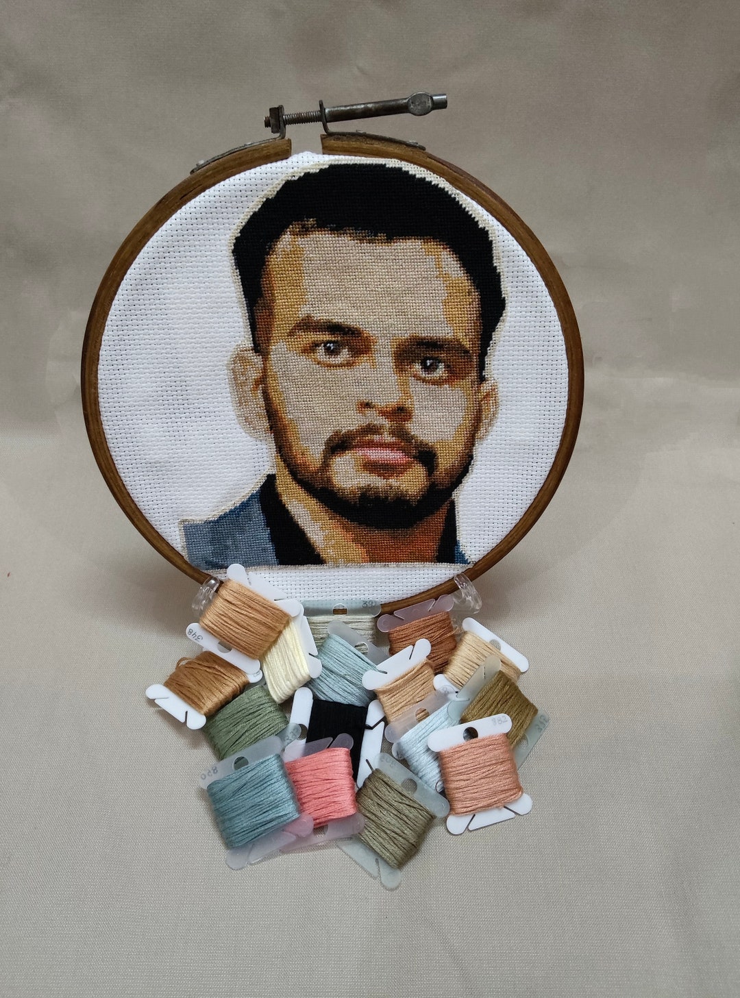 Hand Embroidered Portrait Cross Stitch Portrait Handmade Etsy