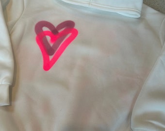 White Sprayed Hoodie with Pink Hearts or Blue Evil Eye - Children's - Girls - Graffiti Spray