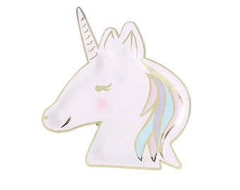 8 assiettes en papier licorne