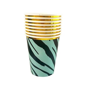 Green Zebra Print Cups
