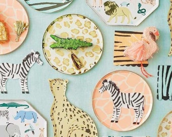 Assiettes de fête d'anniversaire d'animaux de safari