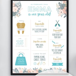 Cartaz de marco do bebê do primeiro ano - modelo editável do Canva | marco do bebê | marco do bebê | pôster de marco | edição do Canva | modelo editável do Canva
