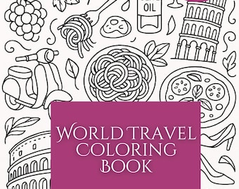 World Travel Coloring Book | Landmarks & Culture Doodle Art (Printable)| traveller coloring