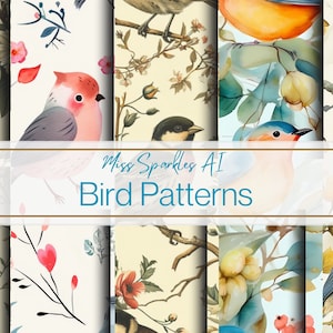 Bird Patterns Pack | Bird Patterns| bird art wall| birding wall art|Birds illustration| png| Birds animated|birding patterns