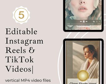 5 Animated Reel Templates for Canva –Beauty Aesthetic MP4 bundle| Editable Instagram Reels & TikTok Videos|reels videos instagram|reel video