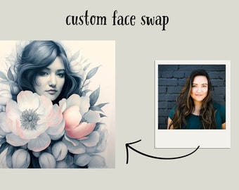 Floral Essence Custom Portrait| Turn Your Photos In to beautiful Portraits | custom picture| face swap