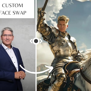 A Knight Custom Portrait| face swap| custom pictures gift| Mythical Warrior
