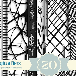 Black & White doodle digital paper(Not in Seamless) pattern, Black and White Doodle Digital Paper basic digital paper, Illustration