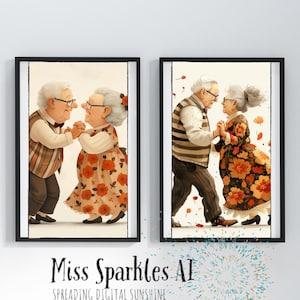 Forever Young:Funny Old people Clipart PNG Grandma Grandpa Quirky old woman elderly people old manWatercolor old lady Dance Yoga cute granny
