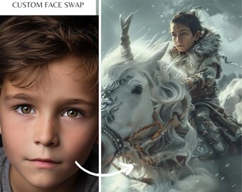 Fantasy Adventure Boy and Dragon | Custom Astronaut Portraits| face editing| Custom Portrait| face swap| custom pictures gift| face-swap
