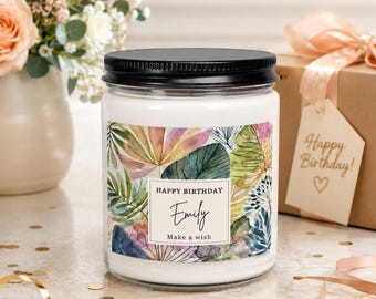 Personalisierte Geburtstag Soja Kerze, individuelle Name Kerze Geschenk benutzerdefinierte Kerze