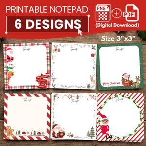 6 julanteckningsblockdesigner, festlig semesterplanerare (digital nedladdning)