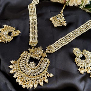 Elegante Lange Kundan & Zirkon Rani Haar, Perlen Indische Haar Halskette, Bollywood Stil Schmuck, Indischen Saree Lehenga Schmuck.