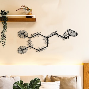 Dopamine Molecule Metal Wall Art, Dopamine Wall Decor, Psychology Gift, Minimalist Above Bed Decor, Mental Health Wall Decor, Home Decor