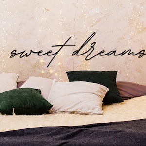 Sweet Dreams Metal Wall Decor, Quote Wall Art, Metal Sign, Above Bed Decor, Home Decor, Metal Line Art, Wall Decoration