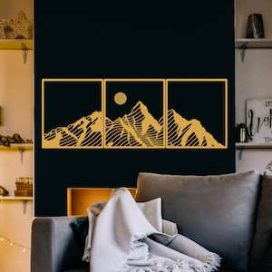 Mountain Metal Wall Decor, Gold Mountain Wall Art, Minimalist  Mountain Range Wall Art, Set of 3 Mountain Art, Above Bed Decor