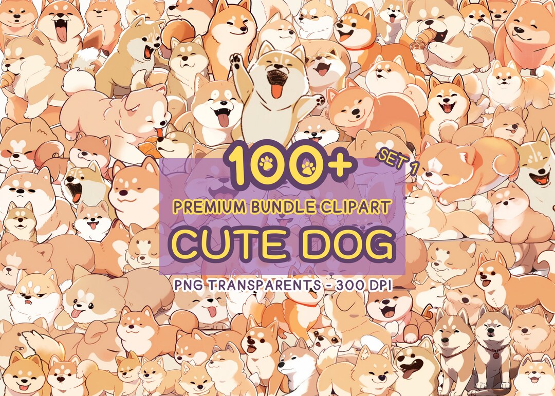 Cute Dog Clipart Bundle Set 1 100 Dog Clipart Sublimation Designs Cute ...