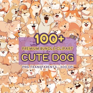 Cute Dog Clipart Bundle Set 1 | 100+ Dog Clipart Sublimation Designs | Cute Dogs Digital Illustration |  PNG Graphics | Instant Download