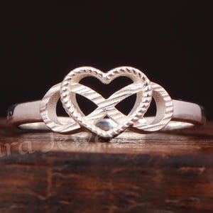Handmade Sterling Silver Heart Infinity Ring: Dainty 925 Ring
