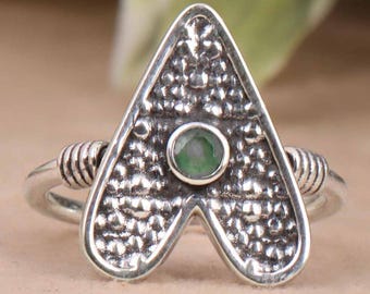 Handmade Prehnite Ring: Dainty Sterling Silver Engagement Ring