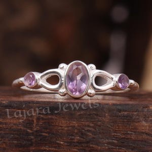 Natural Amethyst Ring, 925 Sterling Silver Ring, Dainty Women Ring, Handmade Ring, Engagement Ring, Gift For Her