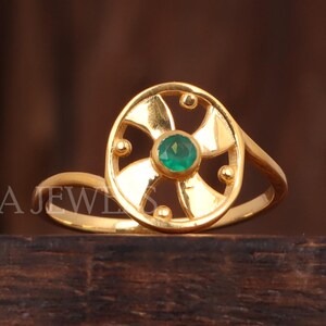 Dainty Green Onyx Ring, 925 Sterling Silver Ring, Women Promise Ring, Engagement Ring, Gold Vermeil Solitaire Ring, Gift For Her