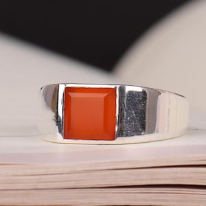 Red Carnelian Ring: 925 Sterling Silver Statement Ring