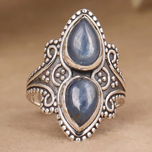 Kyanite Statement Ring: 925 Sterling Silver Boho Hippie Ring
