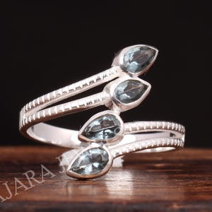 Handmade Blue Topaz Sterling Silver Ring: Statement Engagement Jewelry