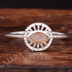 Dainty Sunstone Ring: Handmade 925 Sterling Silver Promise Ring