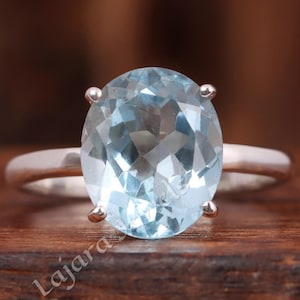 Handmade Swiss Blue Topaz Ring: 925 Sterling Silver Engagement Ring