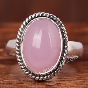 Handmade Rose Quartz Ring: Oval Gemstone, 925 Sterling Silver