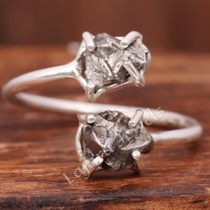 Raw Meteorite Ring: 925 Sterling Silver Adjustable Promise Ring