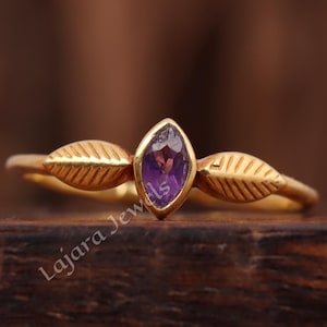 Dainty Amethyst Ring: 925 Sterling Silver Gold Vermeil