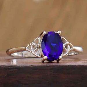 Blue Sapphire Sterling Silver Ring - September Birthstone