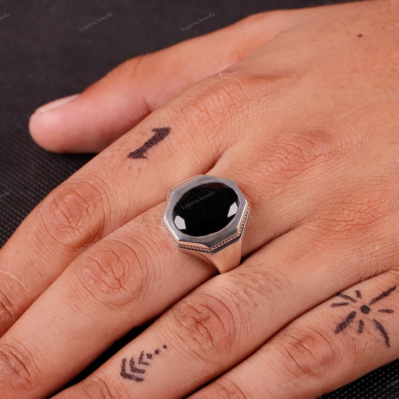 •ONYX - HEX SIGNET• sterling silver ring (various sizes)