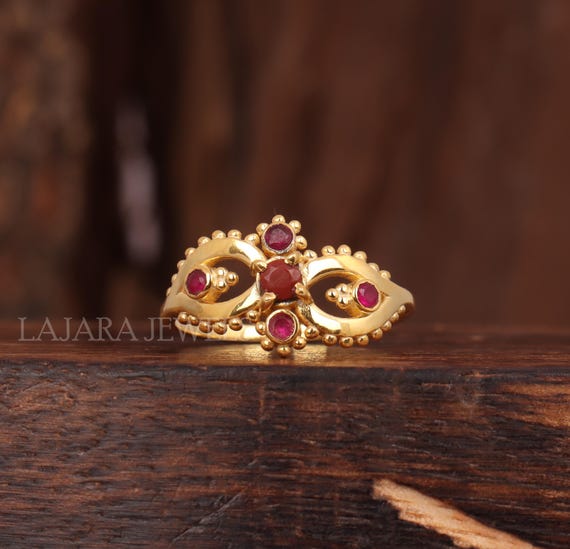 Dainty Red Jasper & Ruby Ring: Gold Vermeil Sterling Silver  Red Jasper and Ruby Ring main image 0