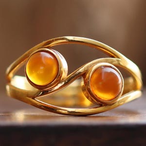 Natural Carnelian Gold Plated Sterling Silver Promise Ring
