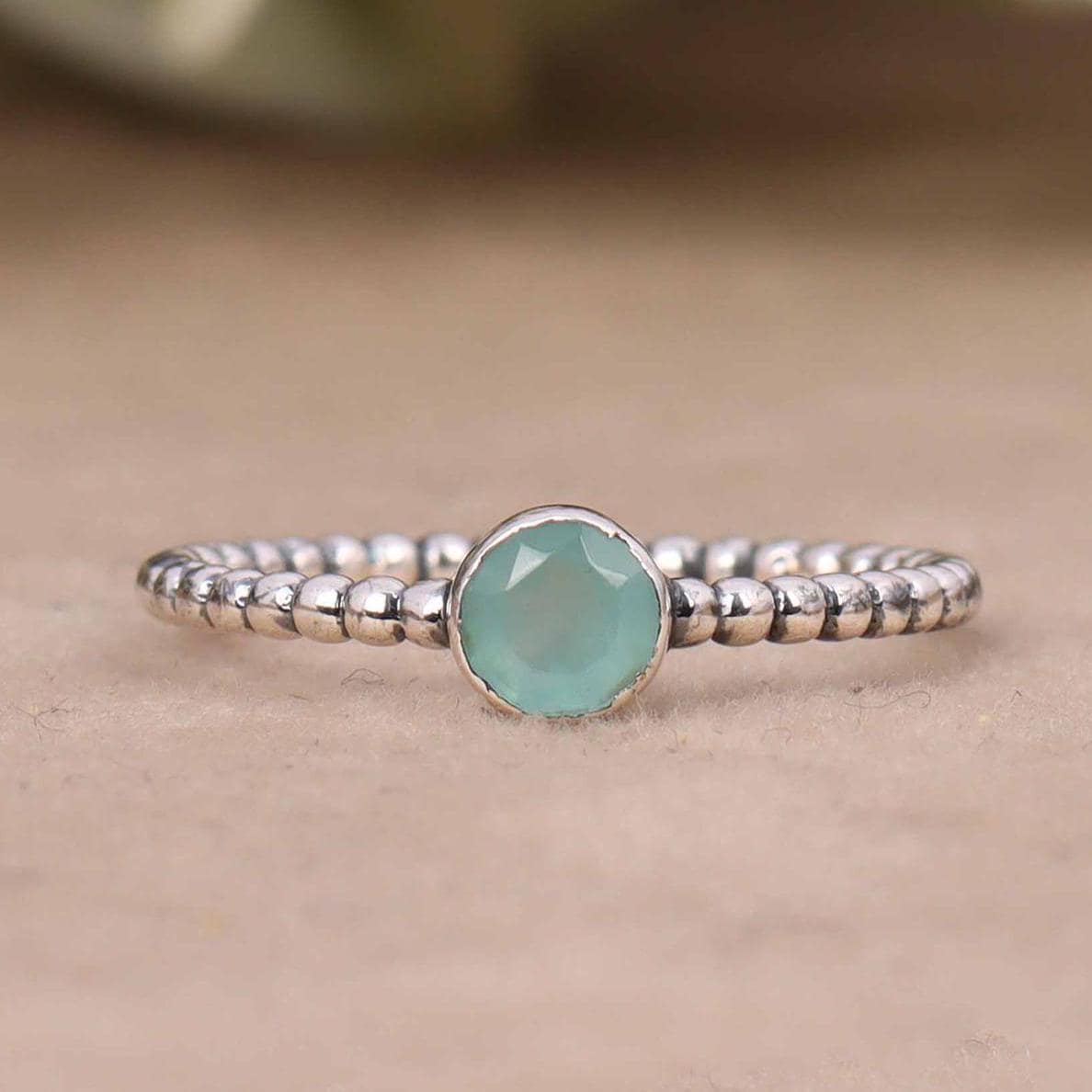 Handmade Aqua Chalcedony 925 Sterling Silver Ring