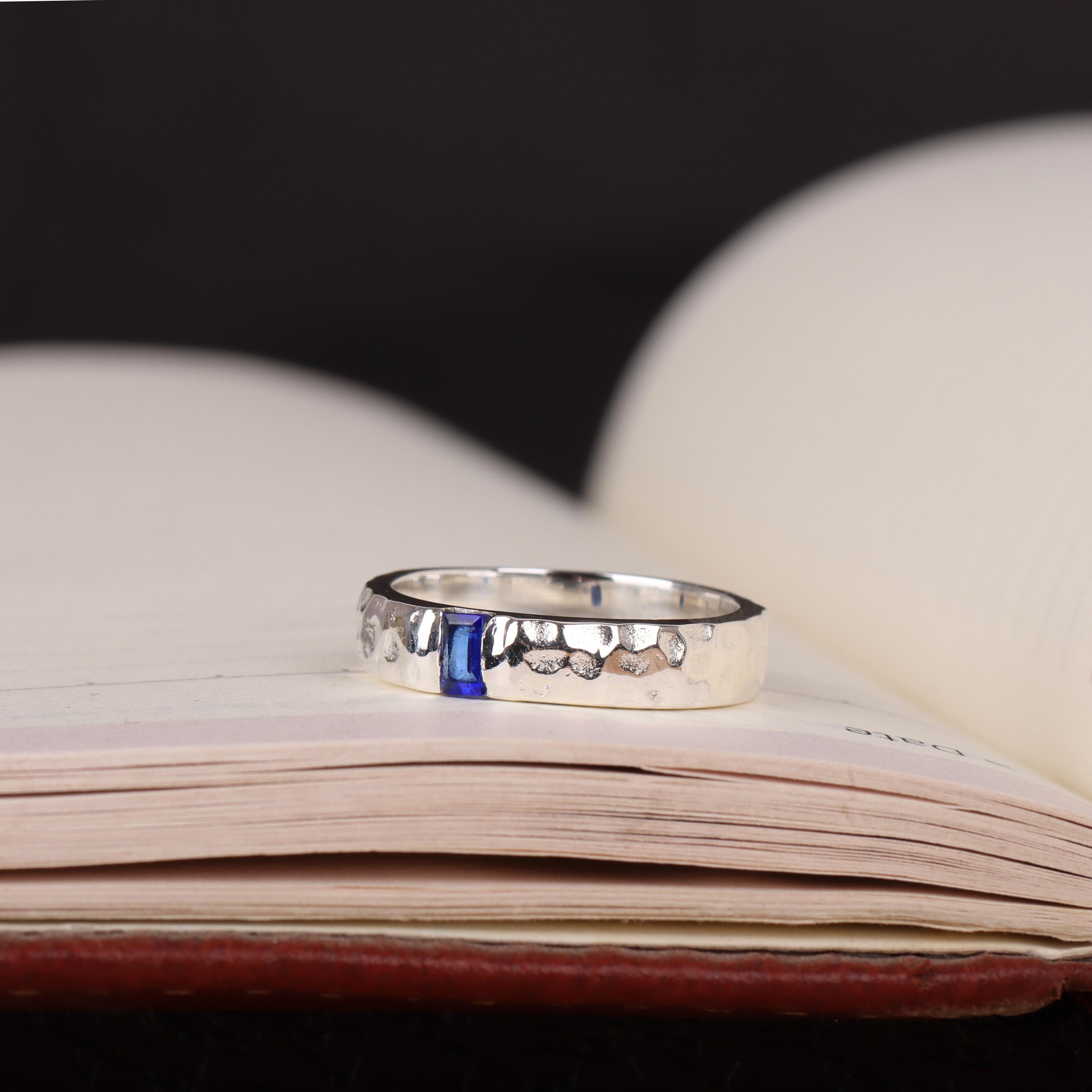 Bague Saphir Carrée 20x20 Mm – Argent 925, Taille 54 – Neuf Avec étiquettes
