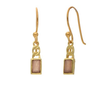 Handmade Sunstone Earrings: 14k Gold Plated Sterling Silver