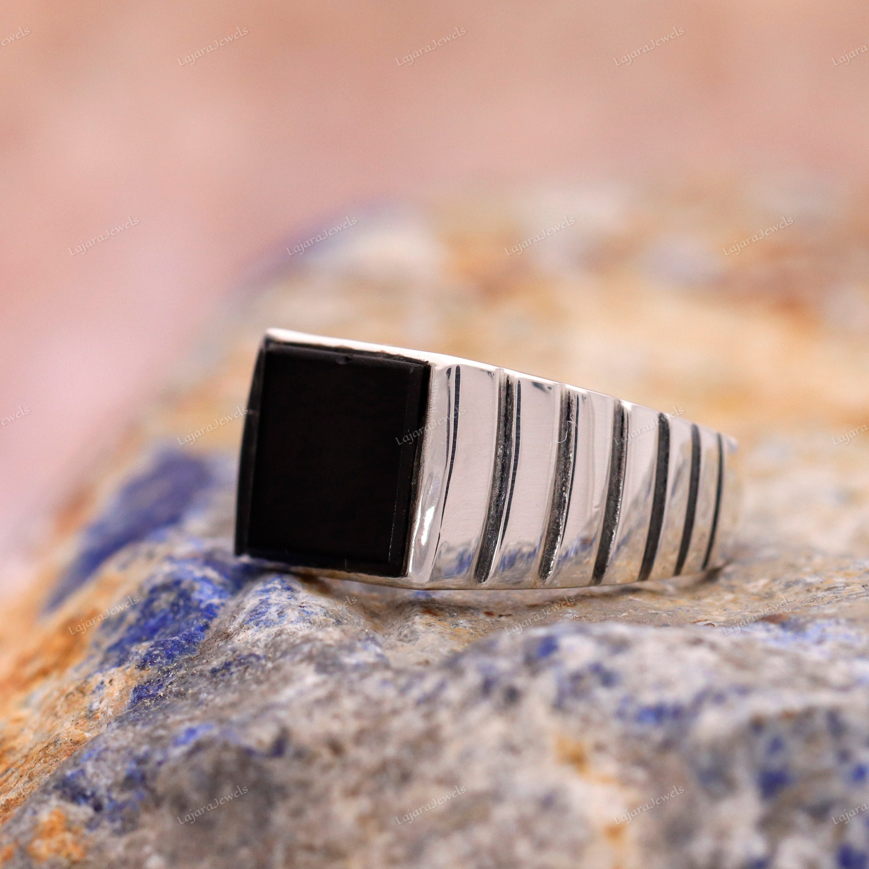 Black Onyx Signet Ring: Chunky 925 Sterling Silver Mens Ring - Etsy
